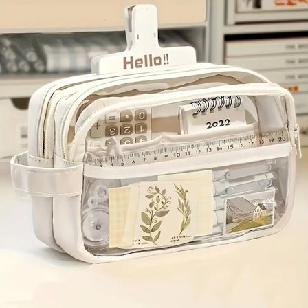 Suuri kynäkotelo, kynäkotelo, suurikapasiteettinen kynäkotelo, käsikäyttöinen kynäkotelo, kynäkotelo, kosmetiikka, kannettava lahja, toimistoon, Beige