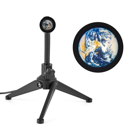 LED Jordprojektor Nattlampa Måne Jord Projektionslampa 360° Roterbar Dekorlampa Fotografering Bakgrundsbelysning