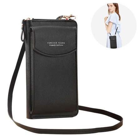 CDQ PU-nahkainen suojaava crossbody-puhelinlaukku naisille, lompakko