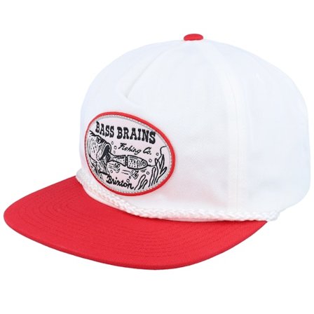 Brixton - Branco snapback Boné - Bass Brains Swim High Profile White/Red Snapback @ Hatstore