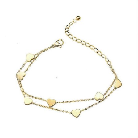 Dame Hjerte Armbånd 15+4cm justerbart Kærlighedsarmbånd med Små Hjerter - i Guld, Sølv eller Rosaguld