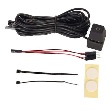 PC-strømafbryder, blå mekanisk tast med baggrundsbelysning, plug and play, PC-strømknap til stationær computer, kontor, spil, grønt lys, 13,1 fod 