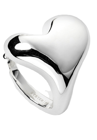 Syster P Bolded Heart Ring Ringar Dam Silver 6