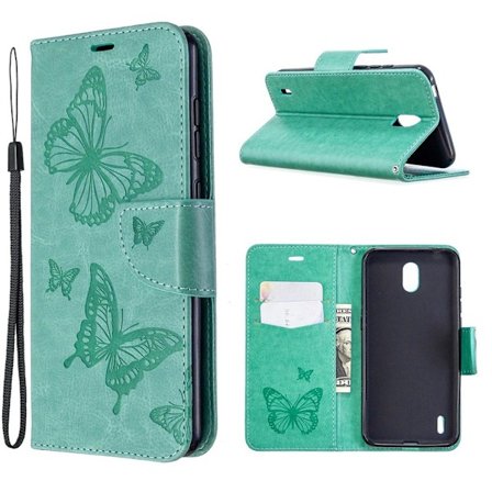 Butterfly läder Nokia 1.3 fodral - Grön