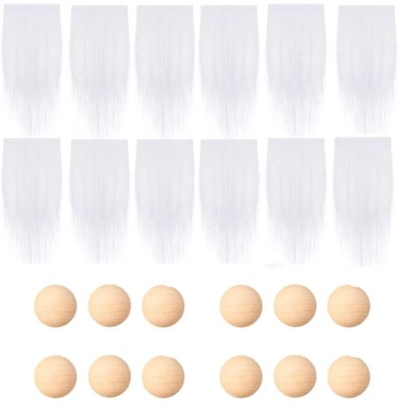 594C Set of 12 Gnome Beard with Wooden Balls Handmade Darwf Beard Eco-friendly Faux Fur for DIY Christmas Gift Wedding Favors