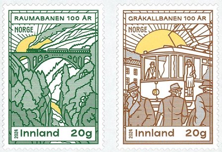 Norge - Rauma- og Gråkallbanen - Postfrisk sæt 2v