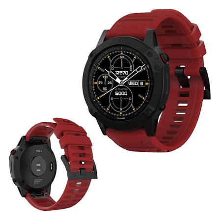 Garmin Fenix 6 / Fenix 5 Plus / Fenix 5 / Forerunner 935 / Quatix 5 / Quatix 5 Sapphire / Approach S60 / Instinct klockarmband i silikon - Röd