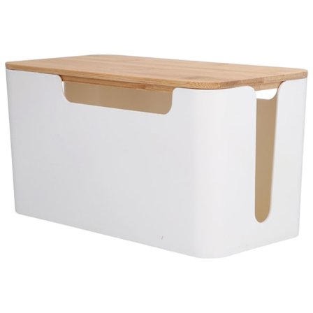 Kabelbox Liten Kabelhanteringsbox med Trälock för Sladdgömma TV-kablar Routrar Datorer Kablar Hem och Kontor