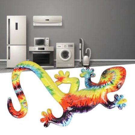 Gecko veggdekor i harpiks - fargerik gecko veggdekorasjon for innendørs og utendørs hage, terrasse og gjerde