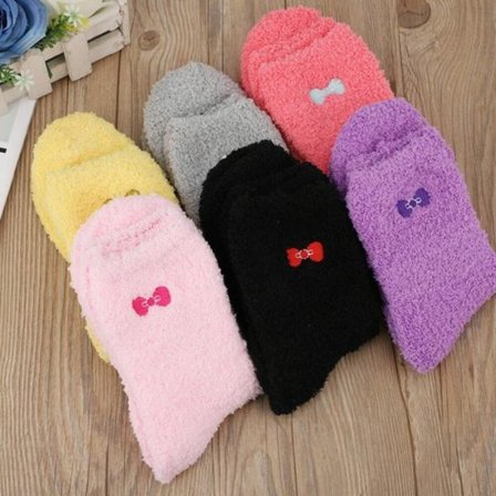 6 Par Dame Myke Fluffy Sengestrømper Vinter Varme Tøffelsokker
