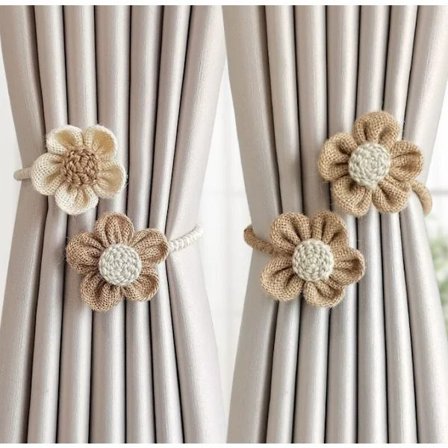 Handgjorda Rep Gardinomtag för Hemmakontorsdekoration Blommor