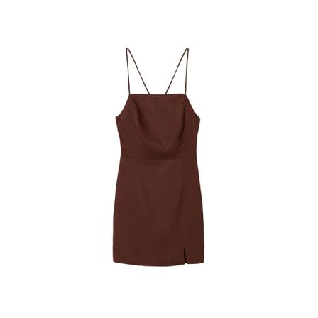 Mango Linen strap Klänning brun, Dam, Dam, Storlek: M