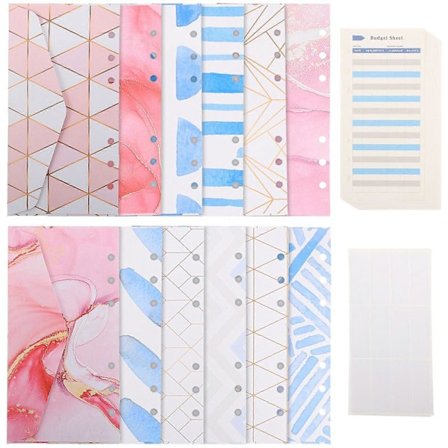 1 sæt binder kontantkuverter løsblad budgetkuverter dekorative pengekuverter