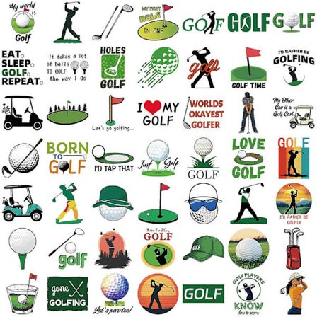 Sports-tema Vandtætte Klistermærker Sæt Pakke med 50 stk. Golf Design Mærkat Kompatibel med DIY Håndværk Bagage Laptop Telefon Cover Dekorationer