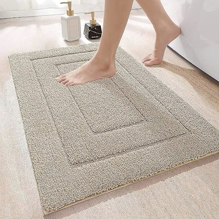 Skridsikker Bademåtte, Blød Mikrofiber Bademåtte, Vandabsorberende, Maskinvaskbar