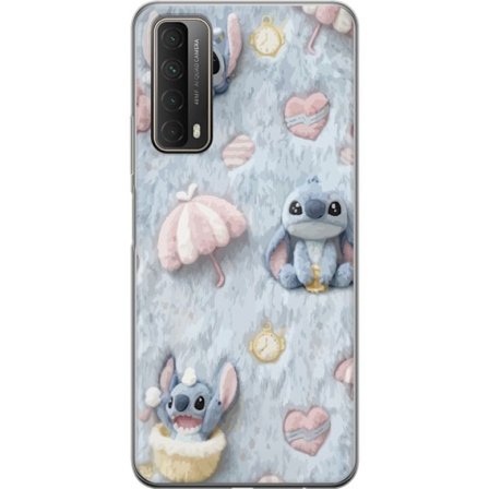 Kompatibel Mobilcover til Huawei P smart 2021 Stitch mønster med hjerter, paraplyer og pastelfarvet blød baggrund