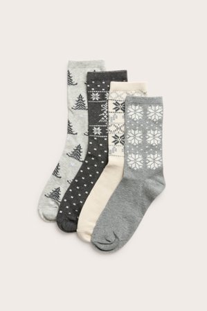 Kappahl | Strumpor 4-pack med julmotiv | Ljusgrå