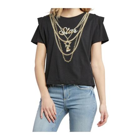 Liu Jo T-shirt with golden star , Zwart , Dames , Maat: M