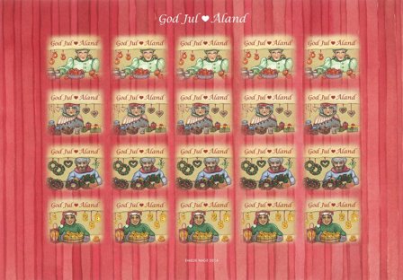 Åland - Julemærker 2014 - Julemærkeark takket - Selvklæbende