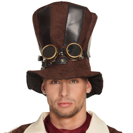Ruskea Steampunk-hattu Suojalaseilla