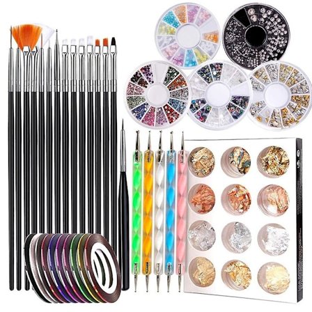 Nagelpenna Designer, Nagelkonstverktyg Nagelmålningsborstar, Nagelprickningsverktyg, Nagelfolie, Manikyrtejp