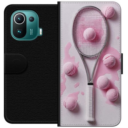 Kompatibel Tegnebogsetui til Xiaomi Xiaomi Mi 11 Pro Rosa glaskugler og tennisketsjer i et kreativt stillbillede med legende popfølelse og moderne de