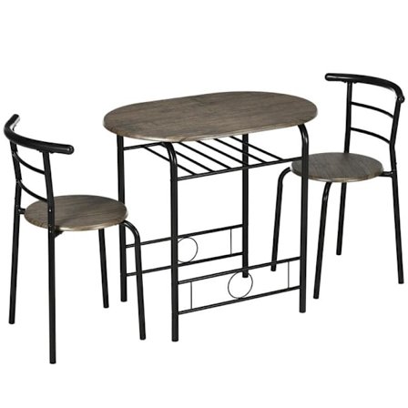 Rootz köksbordsset - matsalsset - 3-delat bistroset - 1 bord - 2 stolar - MDF/metall - Svart - 80 cm x 53 cm x 74,5 cm