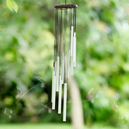 Utendørs fargerike vindklokker for utendørs med 12 aluminiumsrør f