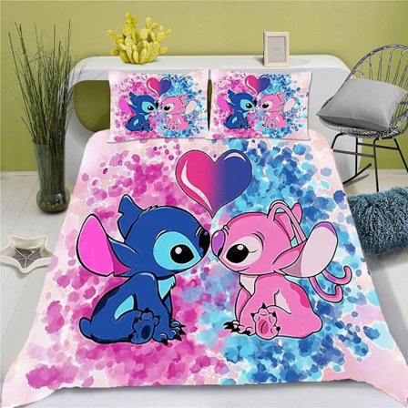 Ønsker Stitch 3D digital print dyne, lagen, tredelt sengetøjssæt 15