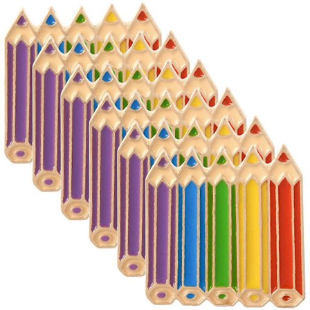 6 stk. Legeringspenformede Brocher, Tegneseriebrocher, Smykker, Legeringsreversnåle