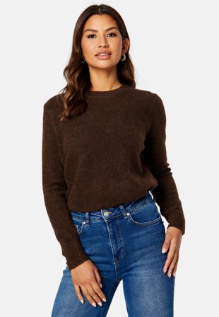 Pieces Janita LS O-Neck Wool Knit Chicory Coffee Klær
