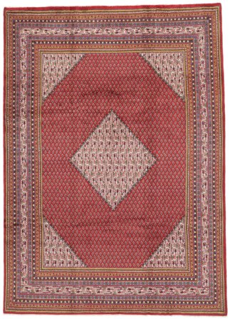Hand Knotted Persian Sarouk Mir Rug 225X312 Dark Red/Brown