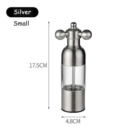 Salt og pepperkvernsett manuell rustfritt stål kran saltkvern mølle med håndtak påfyllbar justerbar grovhet 2024 HotC5-WELLNGS 2 PCS Silver(Small )