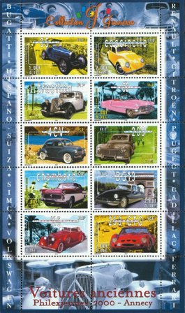 Frankrig 2000 - Veteranbiler - Postfrisk miniark