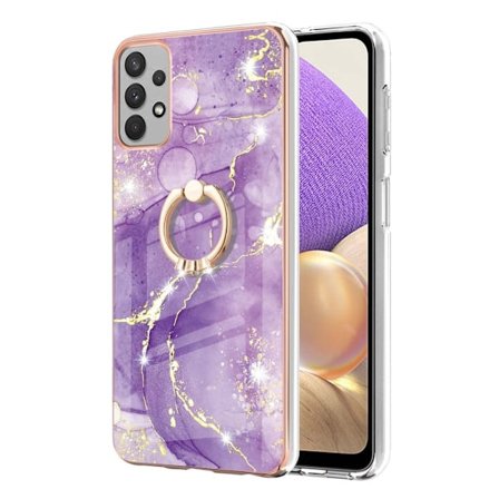 Marble Mønstret Cover med Ring Holder til Samsung Galaxy A73 - Lilla Marmor Haze