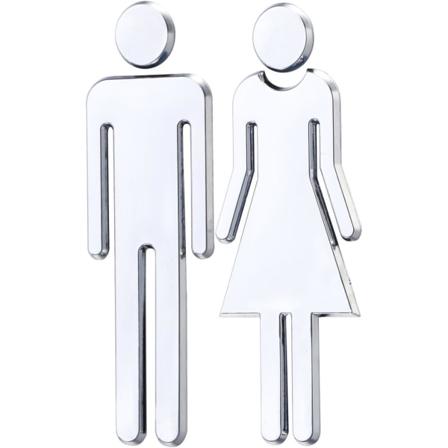 1 par toalett WC-klistermärke avtagbar 3D spegel vinyl konst väggdekal
