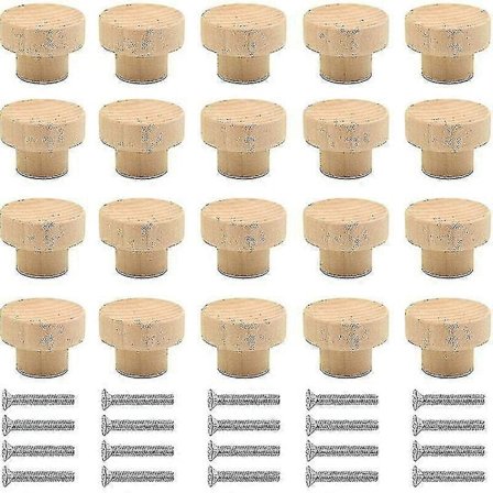 20 stk. Skapknott i tre, runde, naturlige tre knotter, skapdørknott, skuffeknott, egnet for skap, skuffer, kommoder X