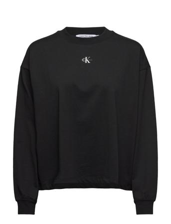 Micro Monologo Long Sleeve Sweat-shirt Genser Svart Calvin Klein Jeans