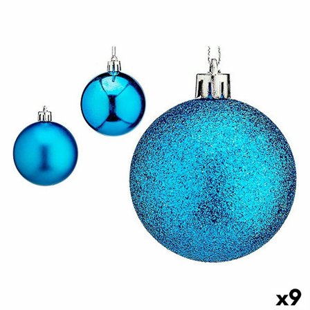 Set med julgranskulor 6 cm Blå Plast (9 stycken)