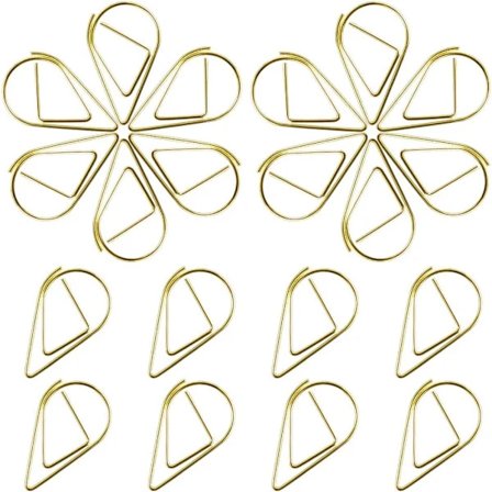 Chudian 150 stk. Vanddråbe Papirclips, Metal Papirclips Klemmer Gyldne Dråbe Papirclips Tåreformede Papirclips til Bøger Fotos...