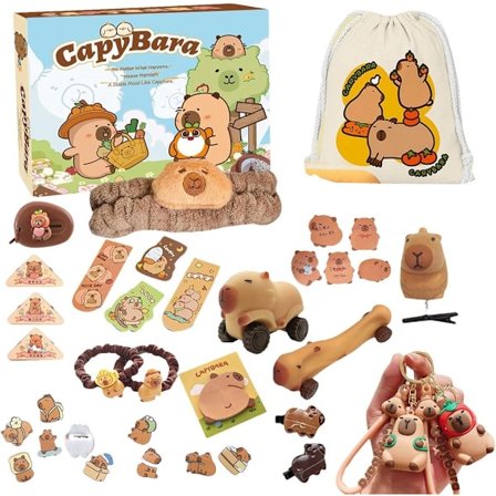 Capybara Julekalender 2025 - 24-dages Julekalender - 31 Dyrefigurer - Juleoptællingslegetøj - Krammeserie - Gaver til Børn og Voksne