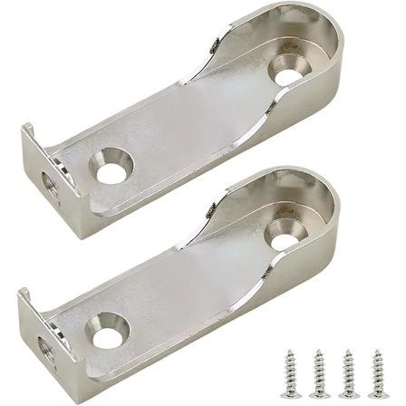 4 Delar Garderobsstångsfäste Skåpstångshållare Zinklegering Oval Hängande Skena med 8 Skruvar Ändfäste för Duschdraperistång, Garderobsfäste