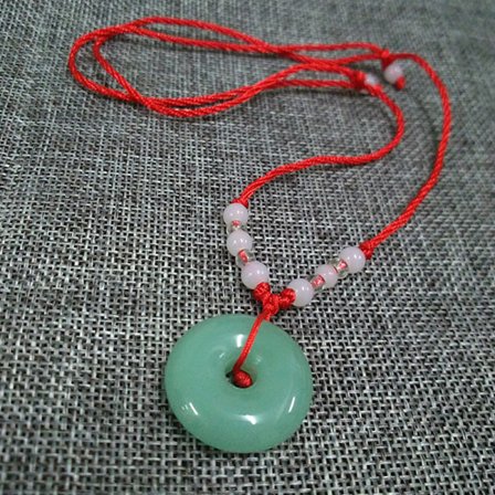 Jade Hängande Halsband Handvävt Lotus Guanyin Buddha Berlock L