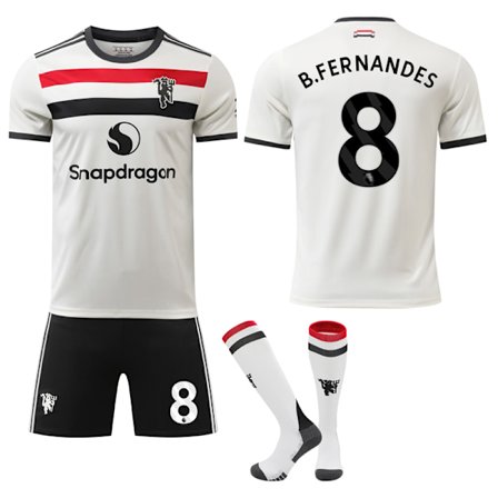 Man Utd 2024-25 Bortedrakt for Barn & Voksne med Sokker, Nr. 8 Fernandes