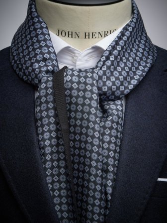 John Henric Men's Schwarzer Schal aus Wolle & Seide Size Onesize