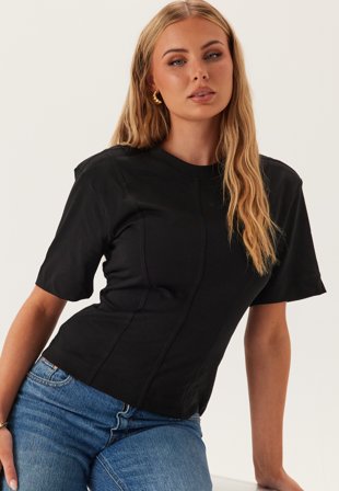 SELECTED Slfmesa Ss Tee Black Vaatteet