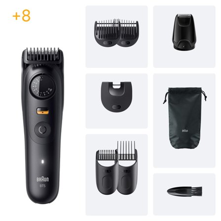 Braun Series 5 Skjeggtrimmer (sort) BT5560, +8 Stylingverktøy, vanntett, 40 lengdeinnstillinger, opptil 120m