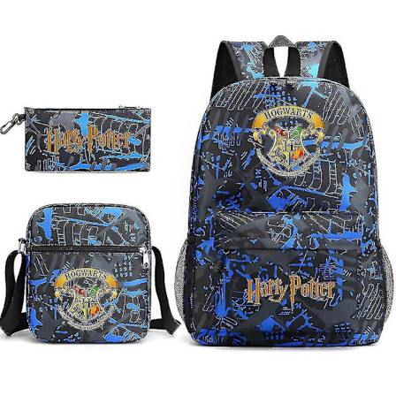 Barnens Harry Potter Tredelad Skolväska Tryckt Stor Kapacitet Utomhusryggsäck #1 blue suit
