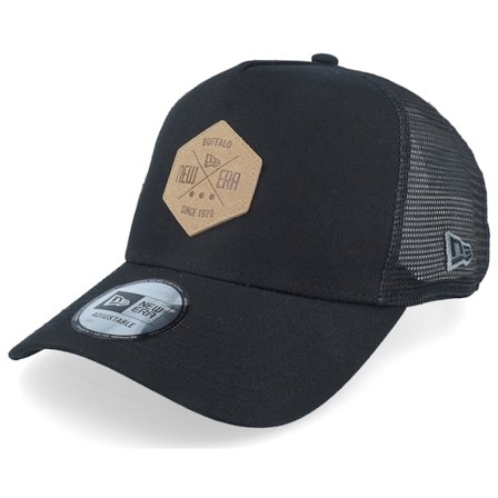 New Era - Sort trucker Kasket - Heritage Patch 9FORTY Black A-Frame Trucker @ Hatstore