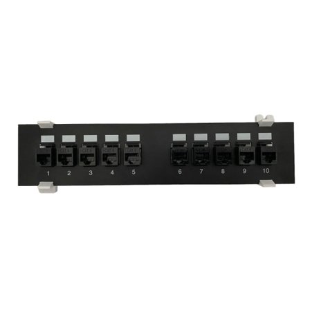Patchpanel CAT6 10 portar 10G stöd 1U Nätverkspatchpanel UTP 19 tum Väggmontering eller rackmontering Punch Down Block för CAT6 Svart